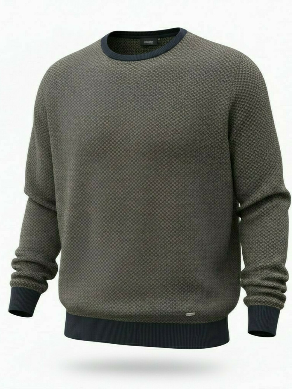 Bugatti Mens Textured Crew Neck Knit Wool Blend Sweater Large